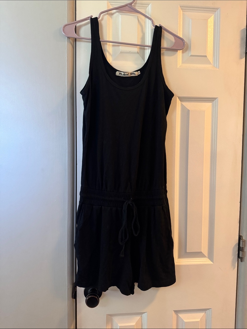 Michael Stars Black Sleeveless Drawstring Romper